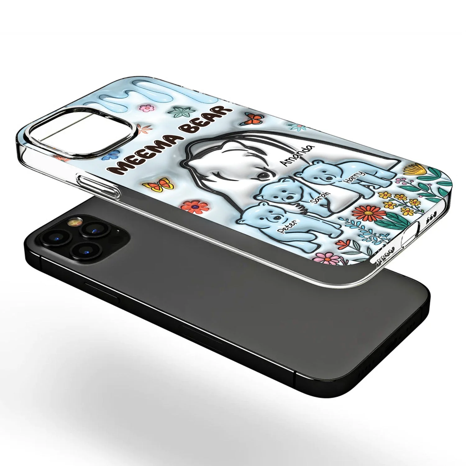 Mama Bear - Gift For Mother, Mom, Grandma - 3D Inflated Effect Printed Clear Phone Case, Personalized Clear Phone Case - Image 3