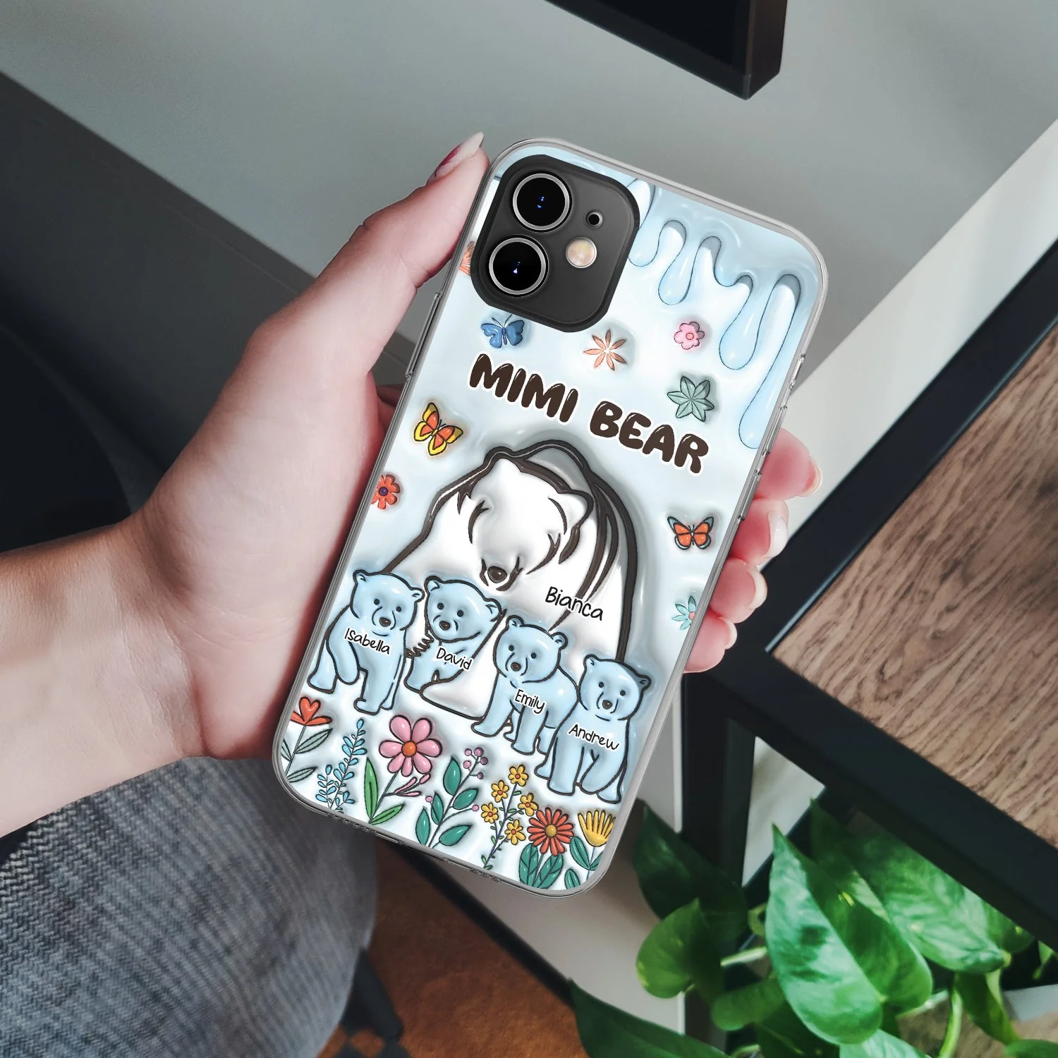 Mama Bear - Gift For Mother, Mom, Grandma - 3D Inflated Effect Printed Clear Phone Case, Personalized Clear Phone Case - Image 4