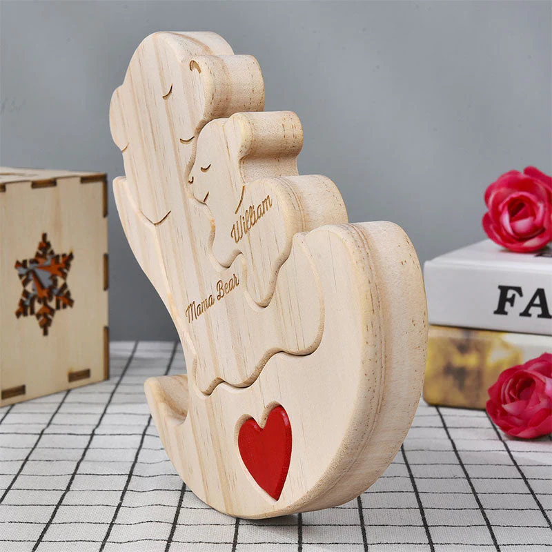 Mama Bear - Gift For Mothers & Grandmas - Personalized Custom Shaped Wooden Puzzle - Image 3