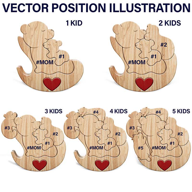 Mama Bear - Gift For Mothers & Grandmas - Personalized Custom Shaped Wooden Puzzle - Image 4