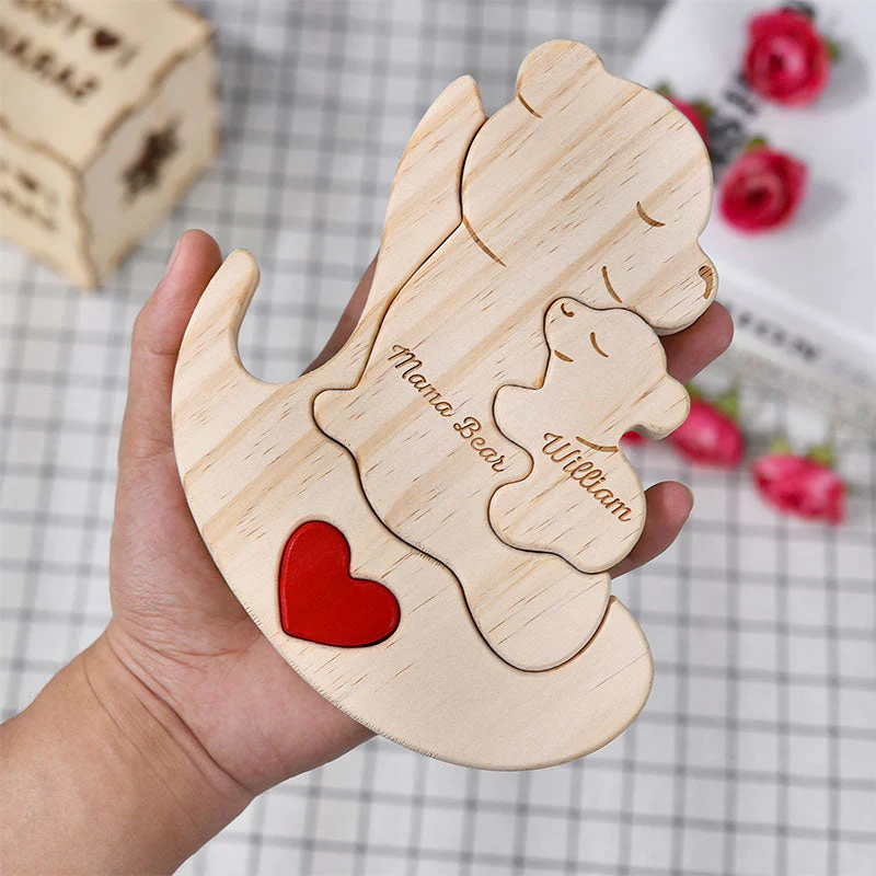 Mama Bear - Gift For Mothers & Grandmas - Personalized Custom Shaped Wooden Puzzle - Image 5