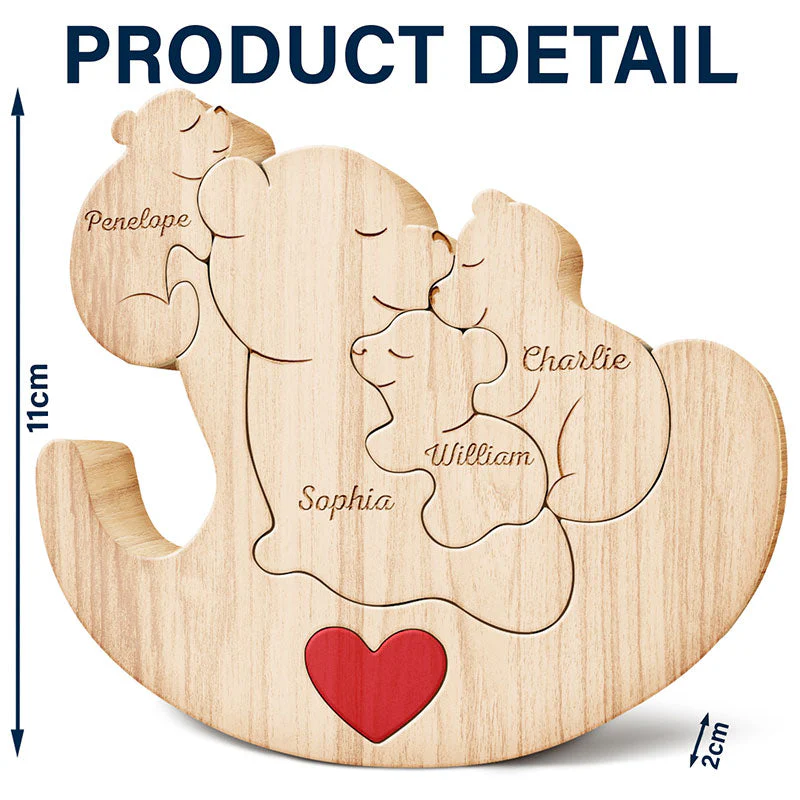 Mama Bear - Gift For Mothers & Grandmas - Personalized Custom Shaped Wooden Puzzle - Image 6