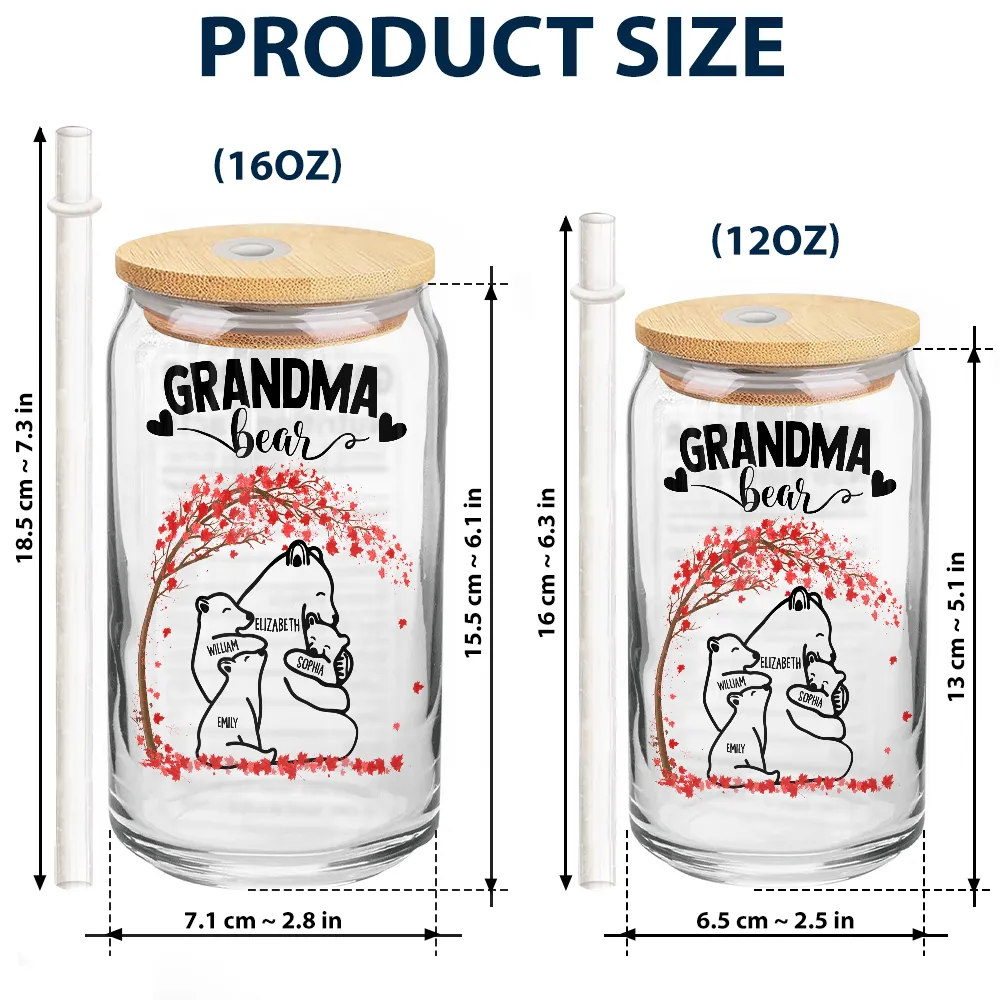 Mama Bear Nutrition Facts - Personalized Clear Glass Can - Image 5