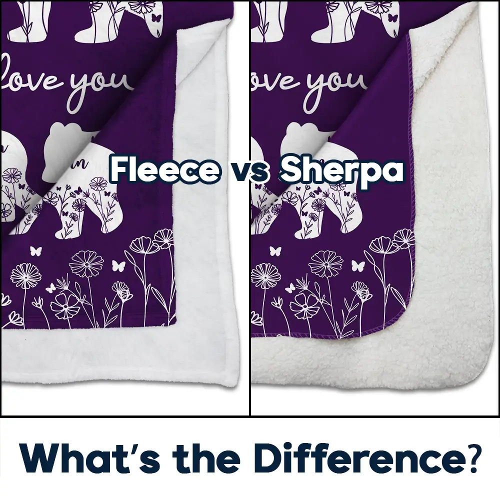 Mama Bear We Love You - Personalized Fleece Blanket, Sherpa Blanket - Image 4