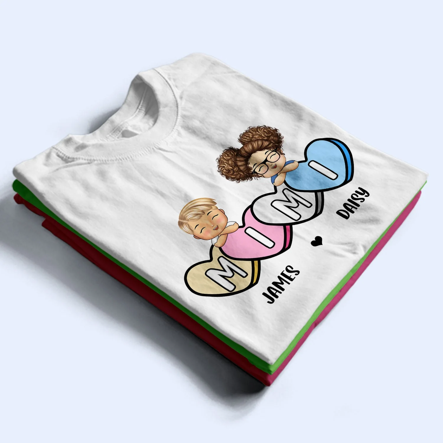Mama's Sweet Candy Hearts - Birthday, Loving Gift For Mother, Mom, Grandma, Grandmother - Personalized T Shirt - Image 2