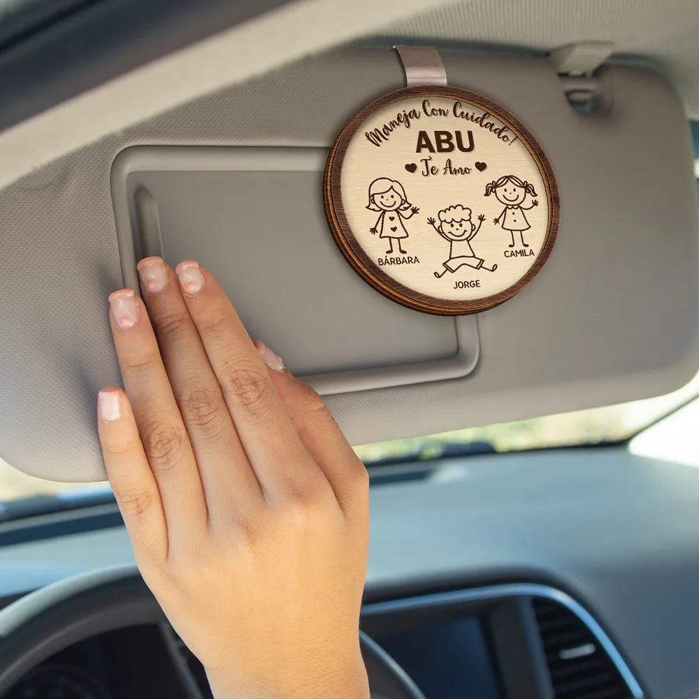 Maneja Con Cuidado Papá Abuelo - Clip Para Parasol Del Coche De Forma Especial Personalizado - Image 4