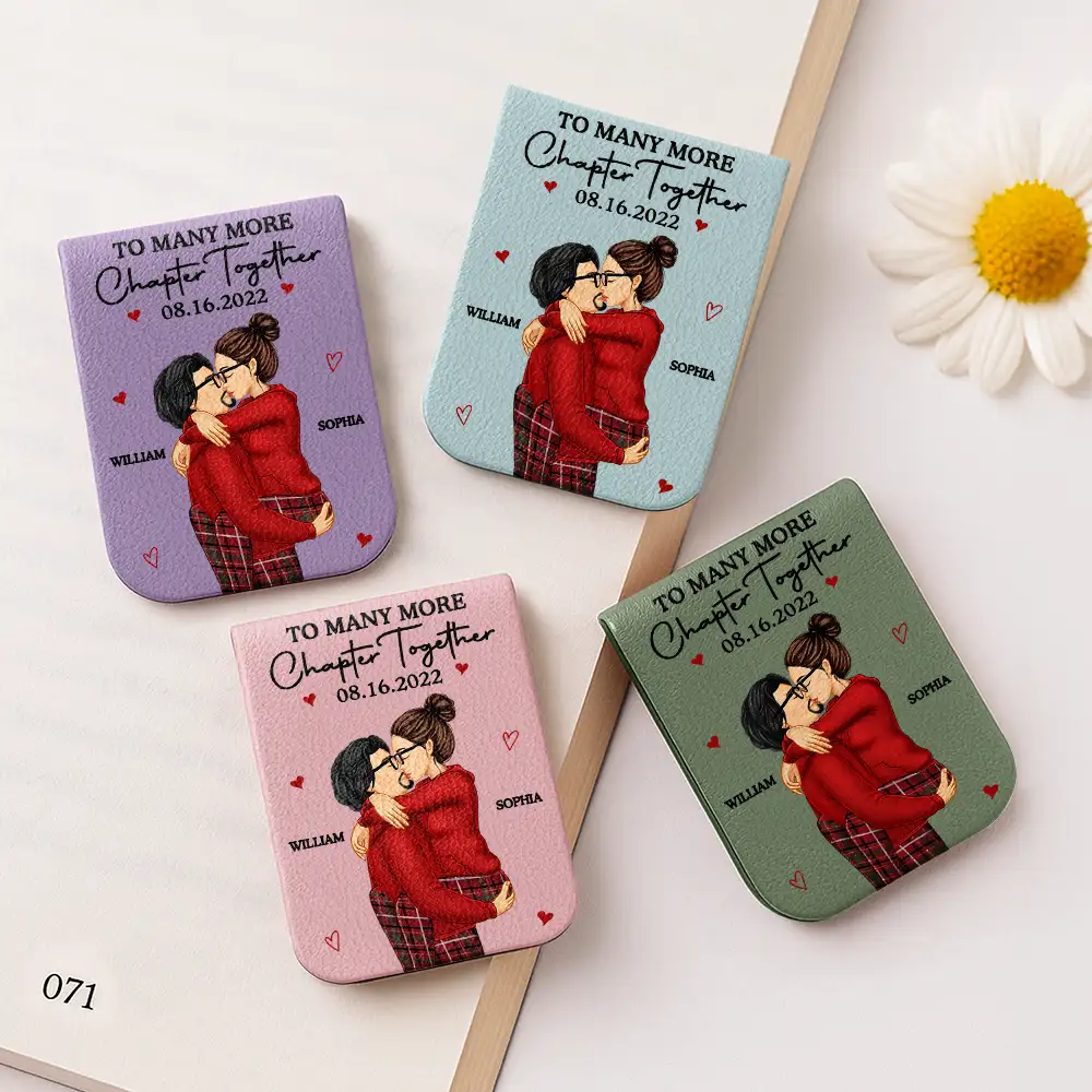 Many More Chapter Together Anniversary Couple, 3rd Anniversary - Personalized Leather Magnetic Bookmark - Image 2