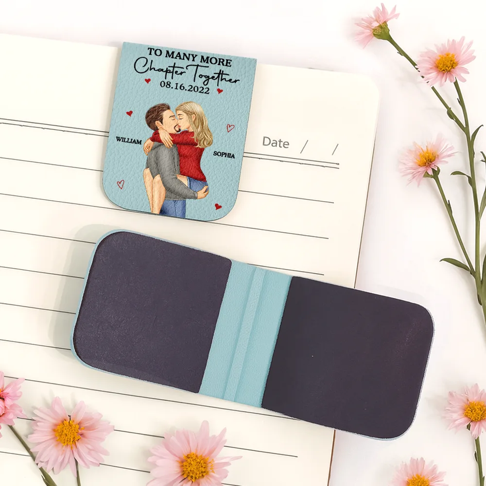 Many More Chapter Together Anniversary Couple, 3rd Anniversary - Personalized Leather Magnetic Bookmark - Image 5