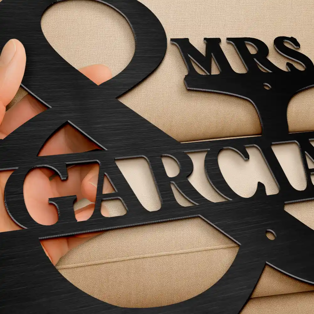Maried Couple Mr And Mrs Family Name - Personalized Cutout Metal Sign - Image 3