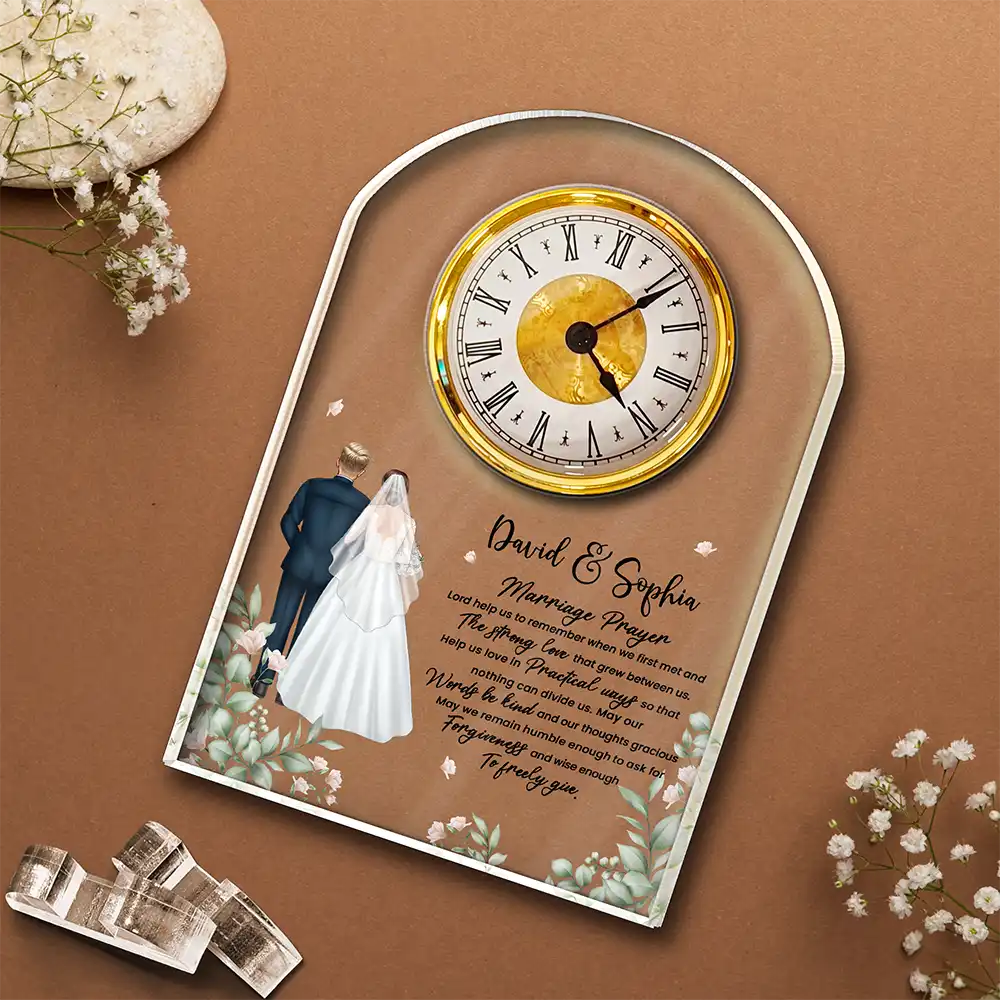 Marriage Prayer - Personalized Acrylic Desk Clock - Image 4
