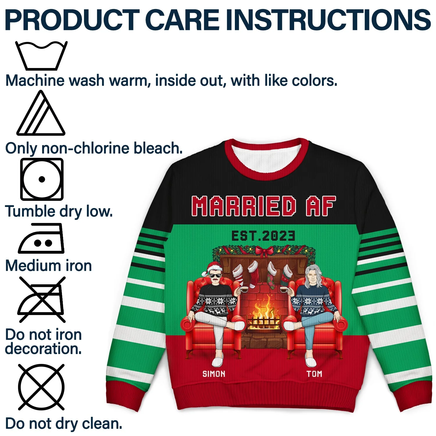 Married AF - Christmas Gift For Couples - Personalized Unisex Ugly Sweater - Image 7