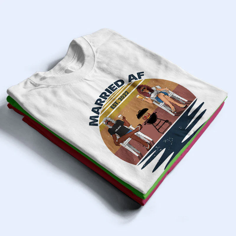 Married AF - Gift For Couples - Personalized Custom T Shirt - Image 2