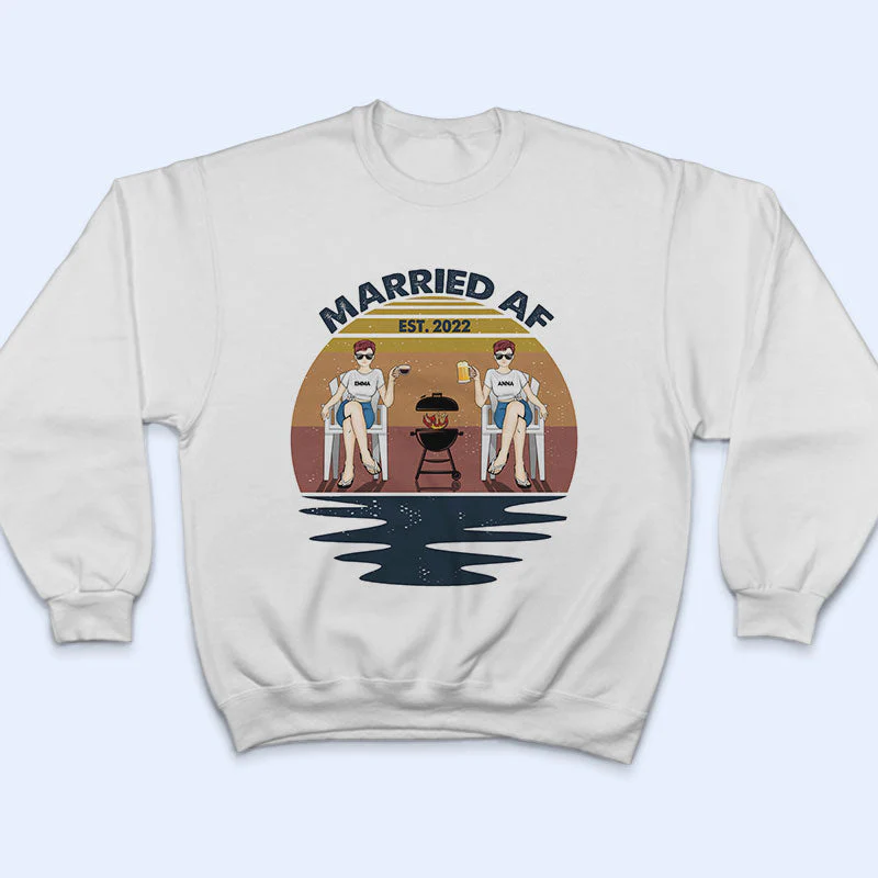 Married AF - Gift For Couples - Personalized Custom T Shirt - Image 5