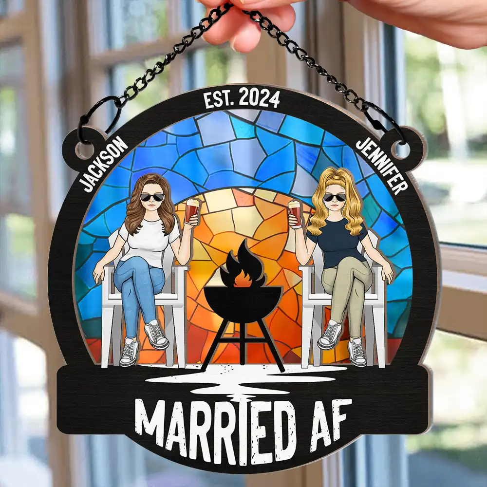 Married AF - Personalized Window Hanging Suncatcher Ornament - Image 2