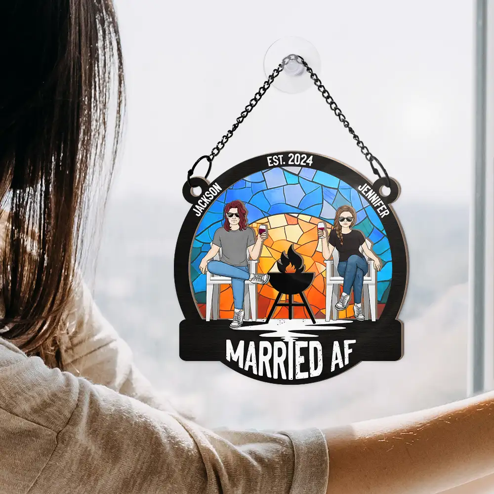 Married AF - Personalized Window Hanging Suncatcher Ornament - Image 4