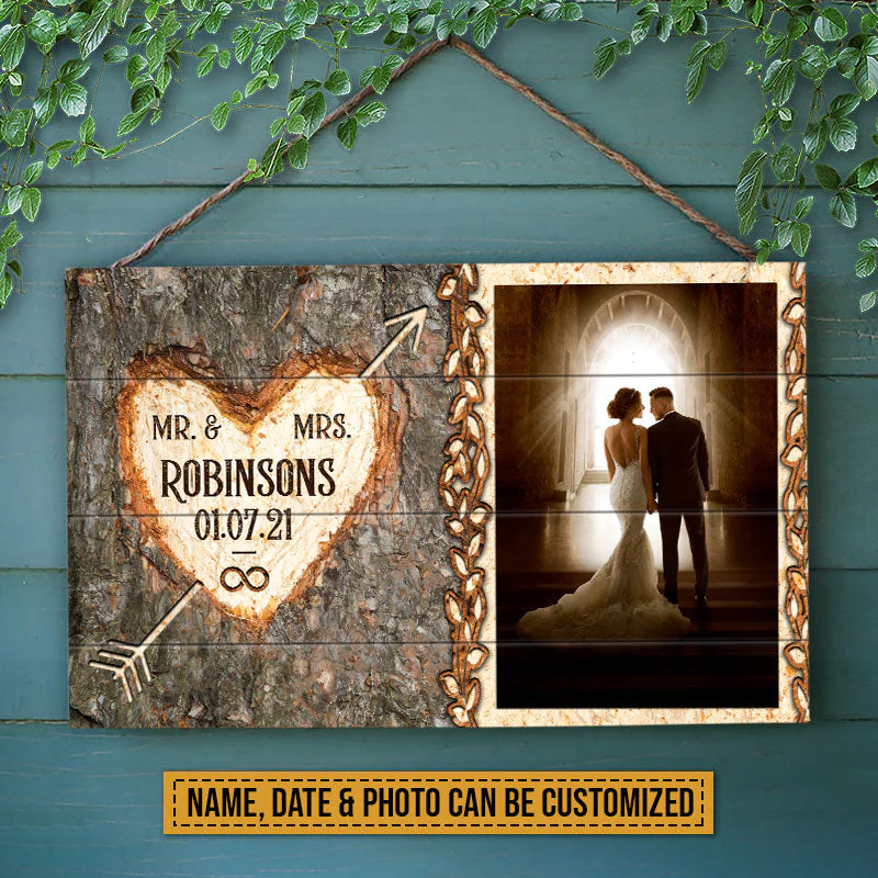 Custom Photo Married Couple Mr & Mrs Forever Custom Wood Rectangle Sign, Gifts For Wedding, Anniversary, Birthday - Image 3