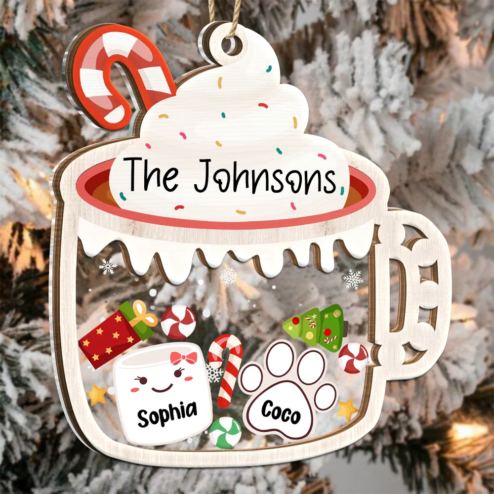 Marshmallows Family Cute Keepsake - Personalized 2-Layered Mix Ornament - Image 3