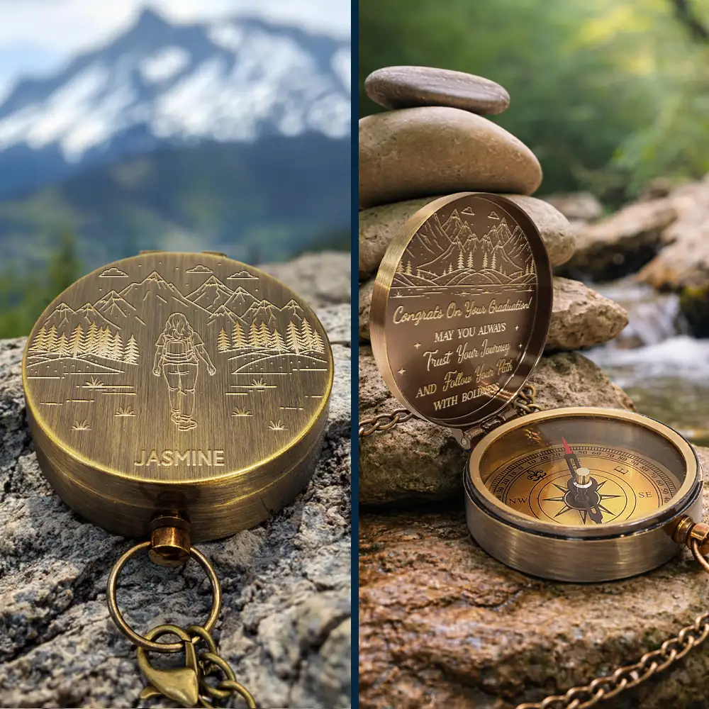May You Always Trust Your Journey - Personalized Engraved Brass Compass - Image 2