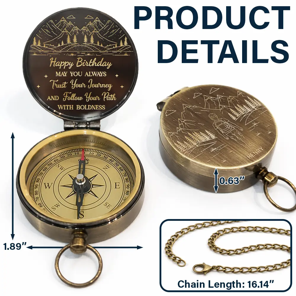 May You Always Trust Your Journey - Personalized Engraved Brass Compass - Image 3
