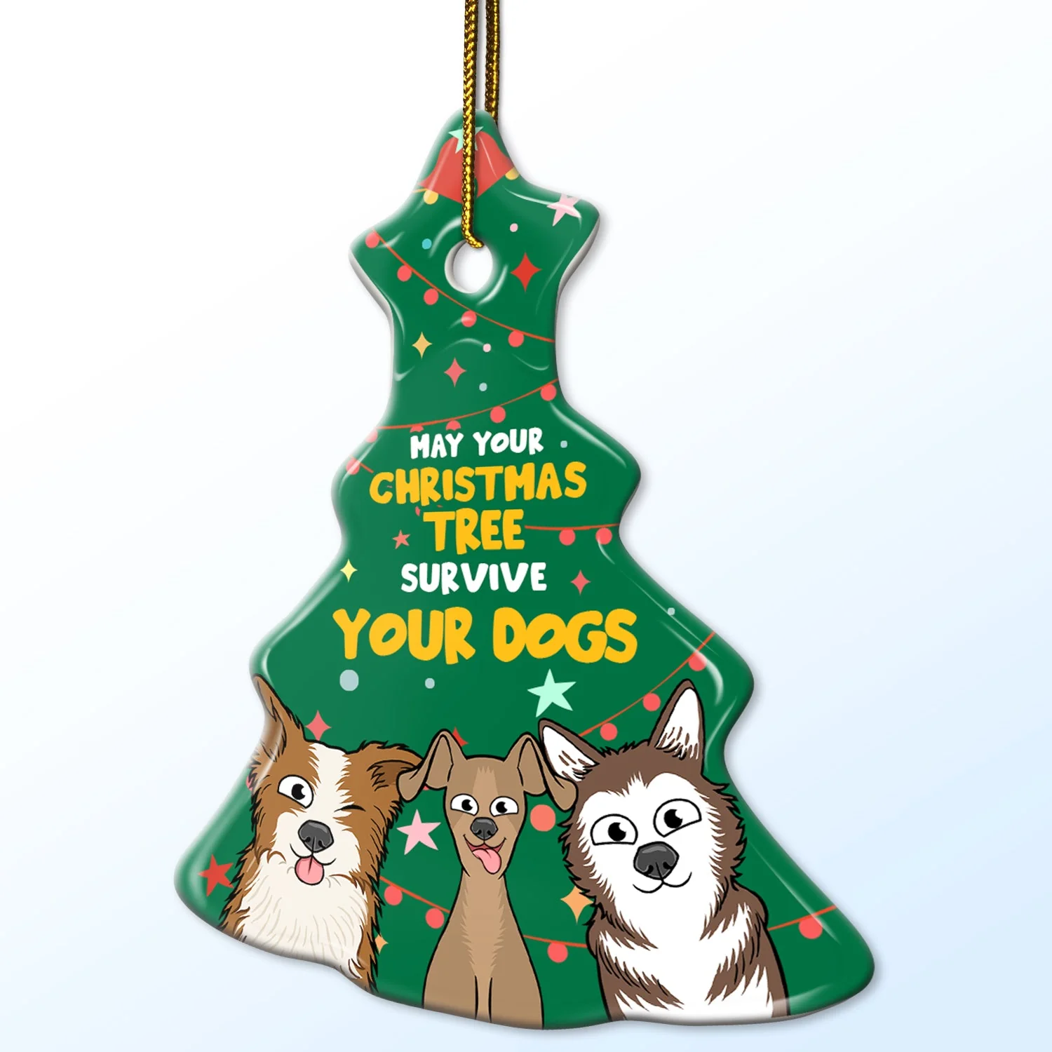 May Your Christmas Tree Survive - Gift For Dog Lovers - Personalized Tree Ceramic Ornament - Image 2