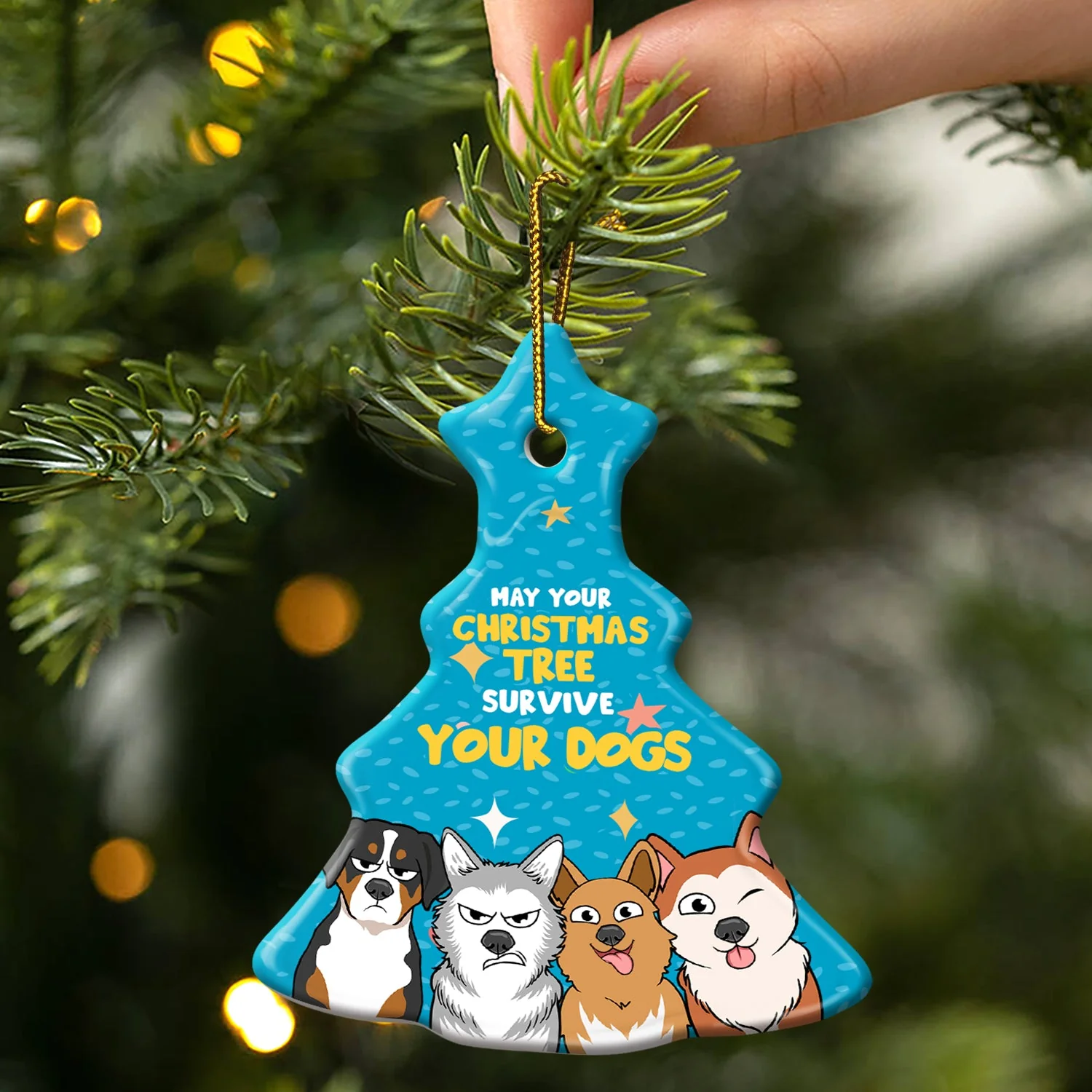 May Your Christmas Tree Survive - Gift For Dog Lovers - Personalized Tree Ceramic Ornament - Image 3