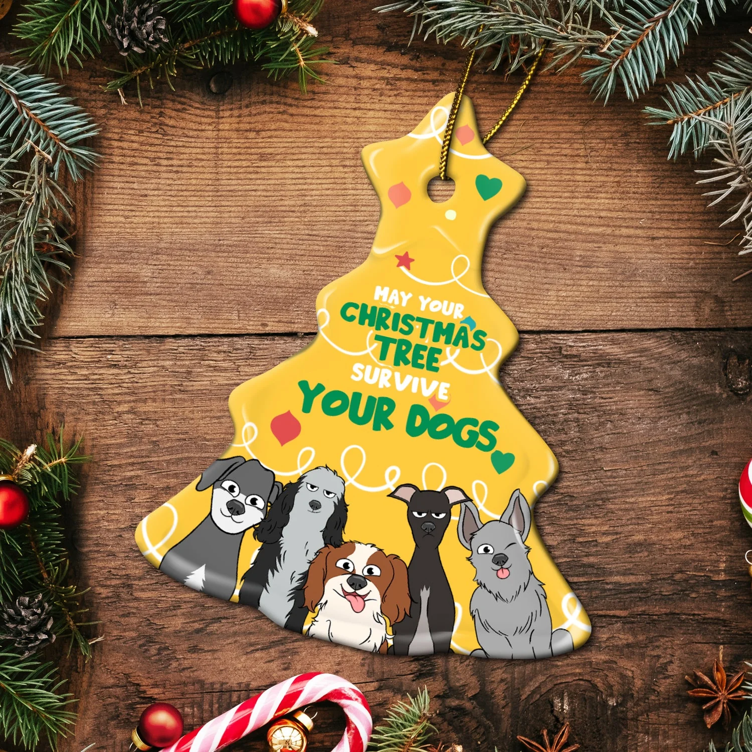 May Your Christmas Tree Survive - Gift For Dog Lovers - Personalized Tree Ceramic Ornament - Image 5