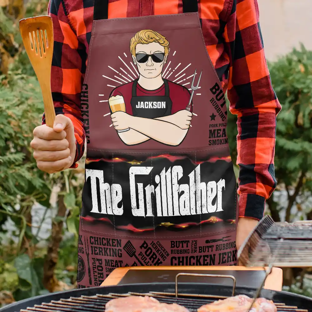 Meat Smoking Grillfather - Personalized Apron - Image 3