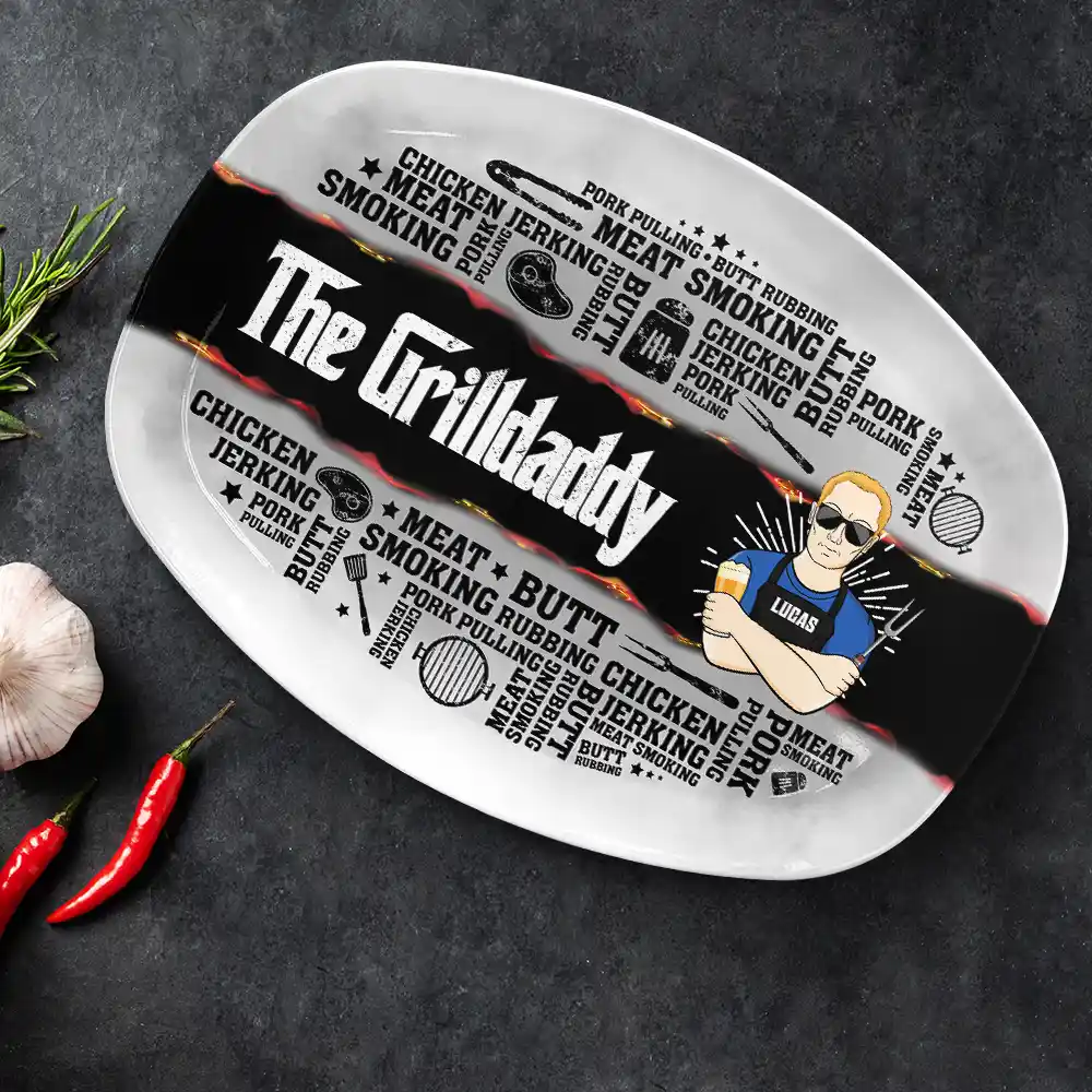 Meat Smoking Grillfather - Personalized Plate - Image 2