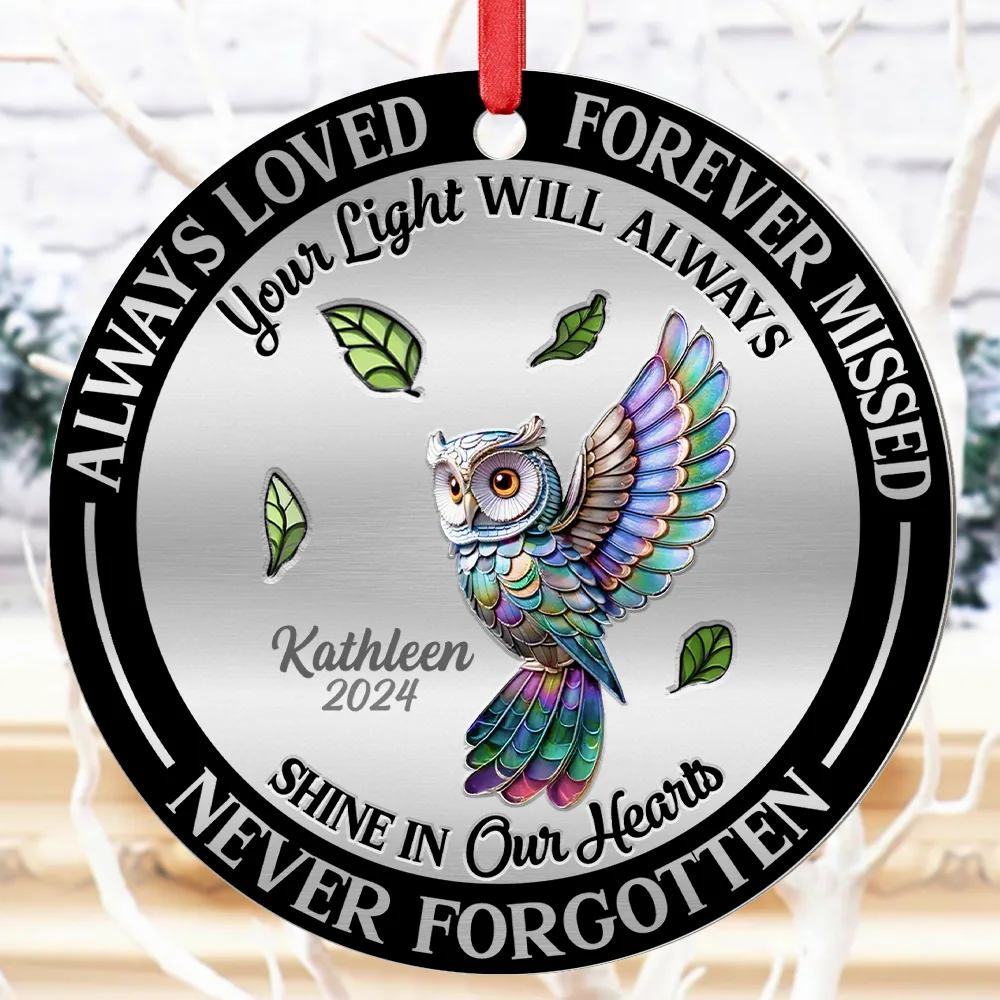 Memorial Always Loved Never Forgotten Gemstone Effect - Personalized Metal Ornament - Image 4