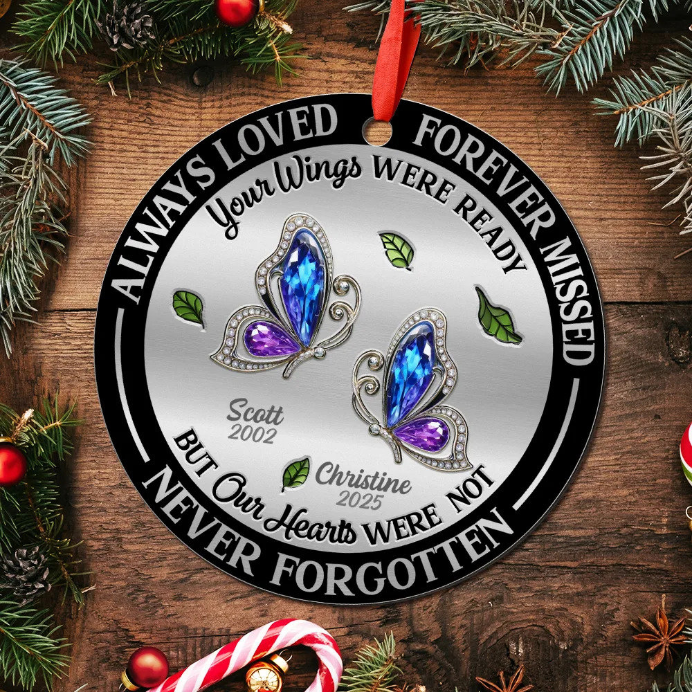 Memorial Always Loved Never Forgotten Gemstone Effect - Personalized Metal Ornament - Image 5