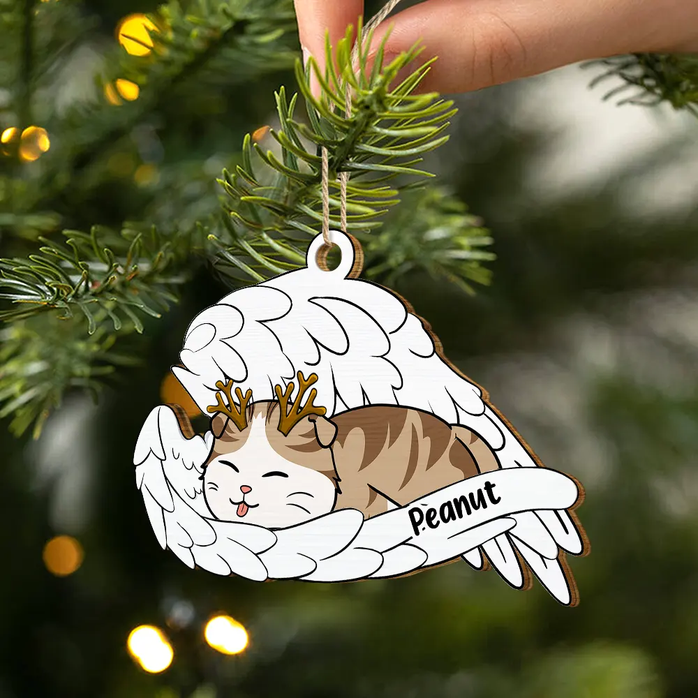 Memorial Angel Pet Don't Cry For Me - Personalized Wooden Cutout Ornament - Image 2