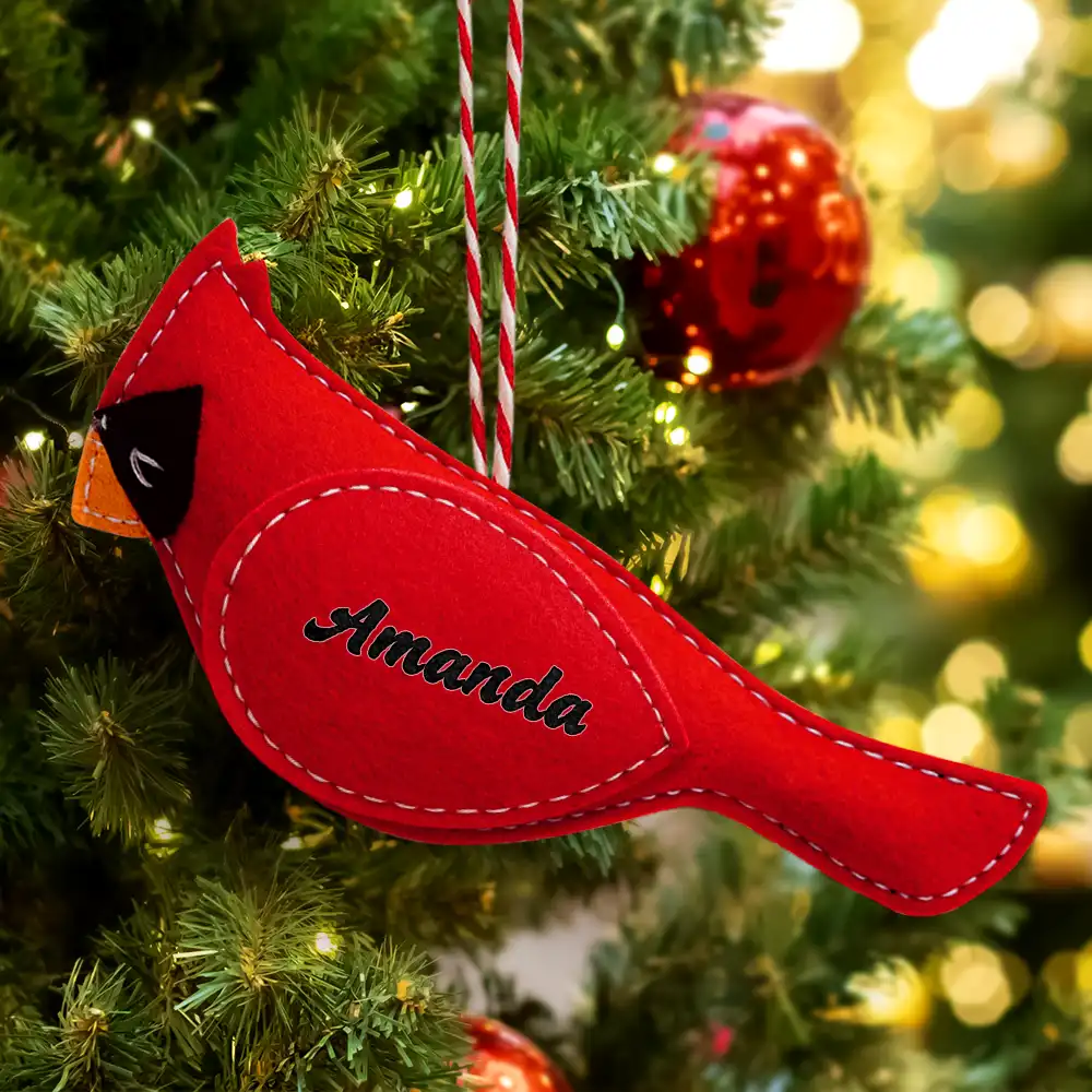 Memorial Cardinal A Gentle Reminder That We Are Never Far Apart - Personalized Wool Felt Ornament - Image 2