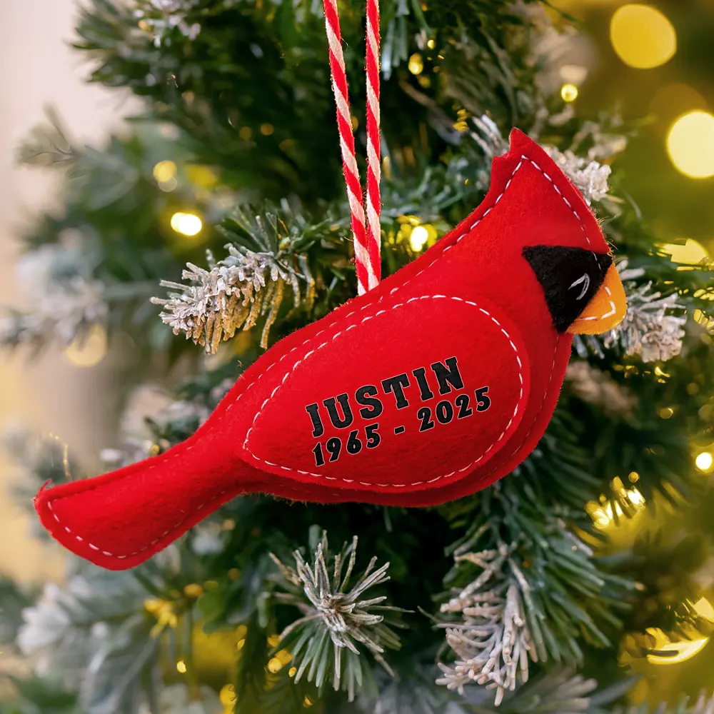 Memorial Cardinal Angels Appear I'm Always With You - Personalized Wool Felt Ornament - Image 3