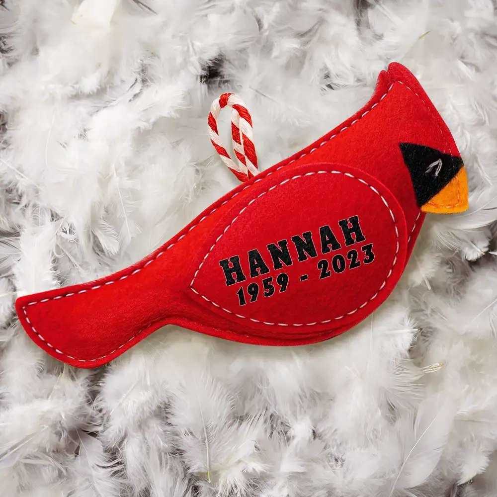 Memorial Cardinal Angels Appear I'm Always With You - Personalized Wool Felt Ornament - Image 4