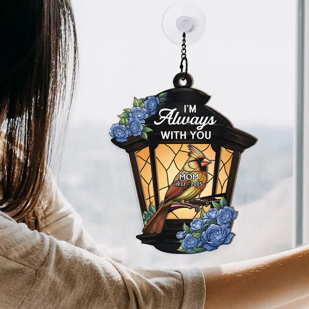 Memorial Cardinal Lantern Always With You - Personalized Window Hanging Suncatcher Ornament - Image 4