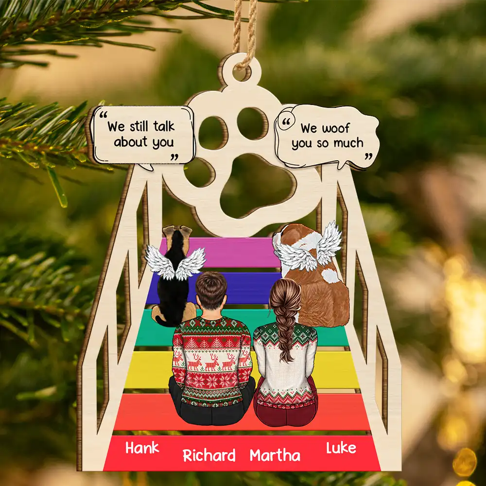 Memorial Cat Dog We Will Meet Again At The Rainbow Bridge - Personalized Wooden Cutout Ornament - Image 3