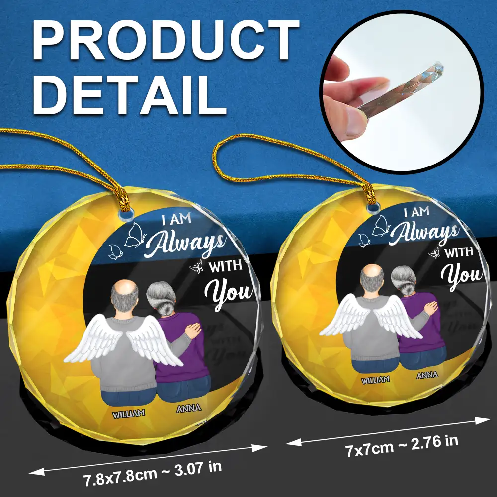 Memorial Crescent Moon Always With You - Personalized Circle Glass Ornament - Image 6