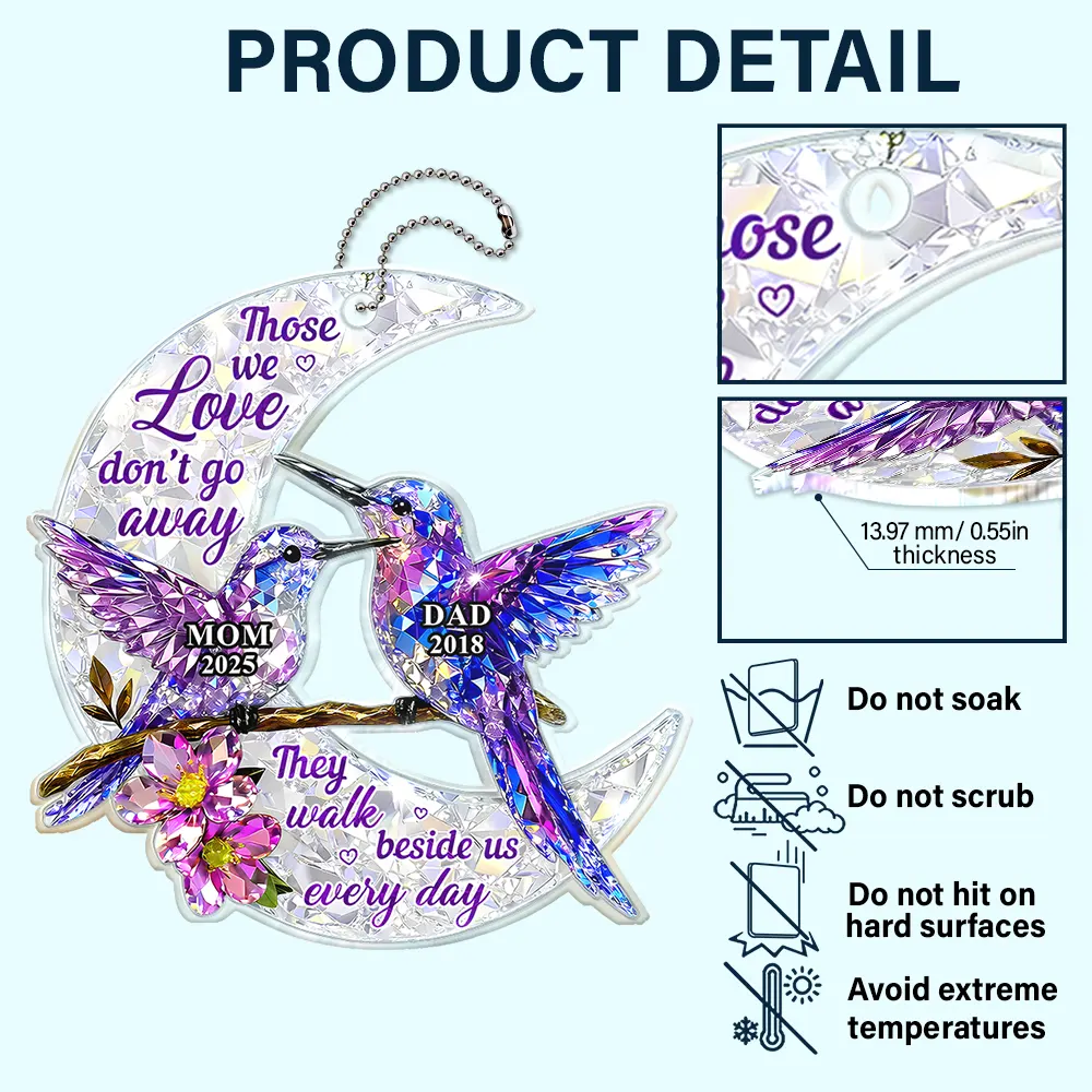 Memorial Crystal Effect Those We Love Don't Go Away - Personalized Acrylic Car Hanger - Image 5