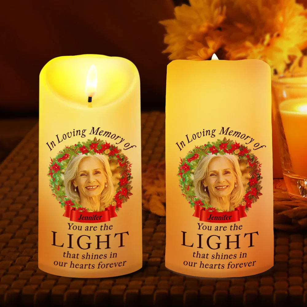 Memorial Custom Photo You Are The Light - Personalized Flameless LED Candle - Image 2