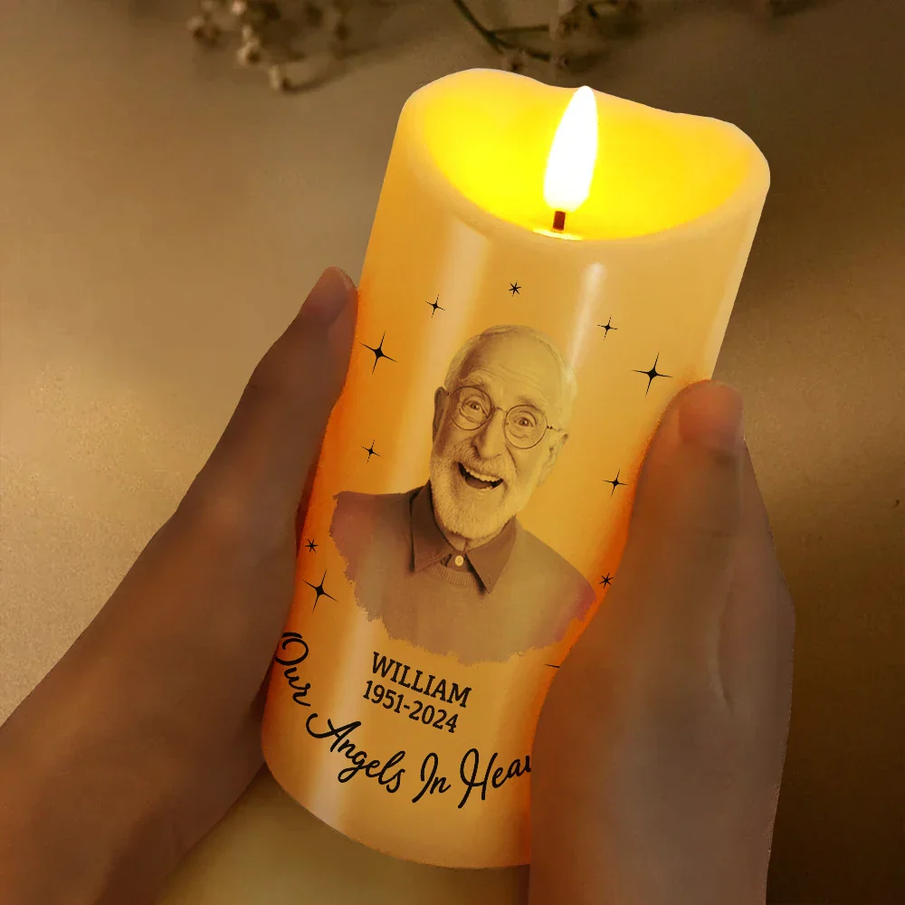 Memorial Custom Photo Your Wings Were Ready - Personalized Flameless LED Candle - Image 4