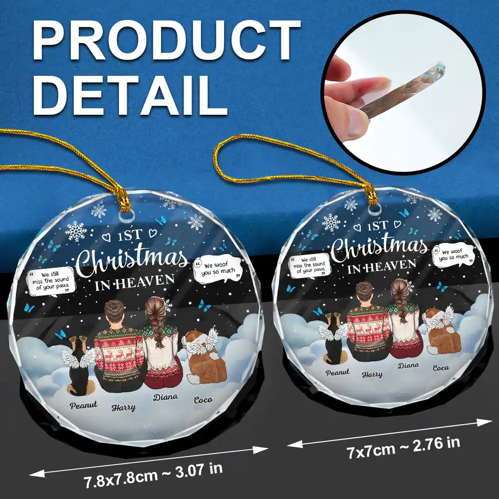 Memorial Dog Cat First Christmas In Heaven - Personalized Circle Glass Ornament - Image 6