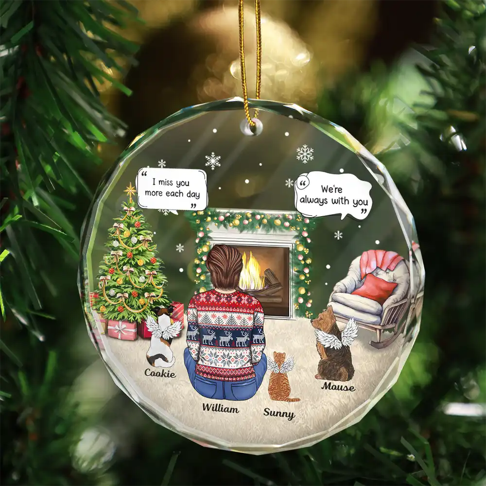 Memorial Dog Cat Our House Is Not The Same Without Your Paw Prints In It - Personalized Circle Glass Ornament - Image 3