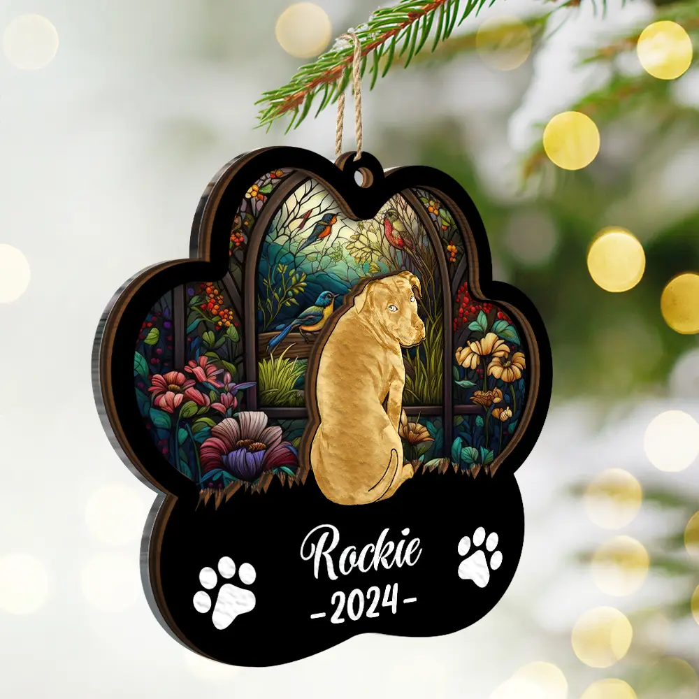 Memorial Dog Cat Sunflower - Personalized 2-Layered Mix Ornament - Image 2