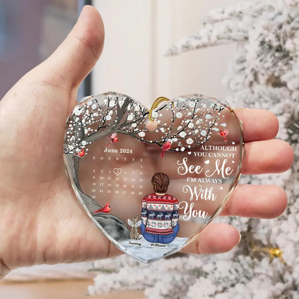 Memorial Dog Cat The Day God Called You Home Calendar - Personalized Heart Shaped Glass Ornament - Image 3