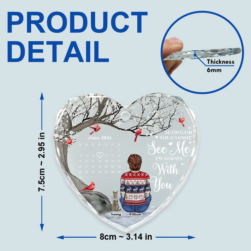 Memorial Dog Cat The Day God Called You Home Calendar - Personalized Heart Shaped Glass Ornament - Image 5