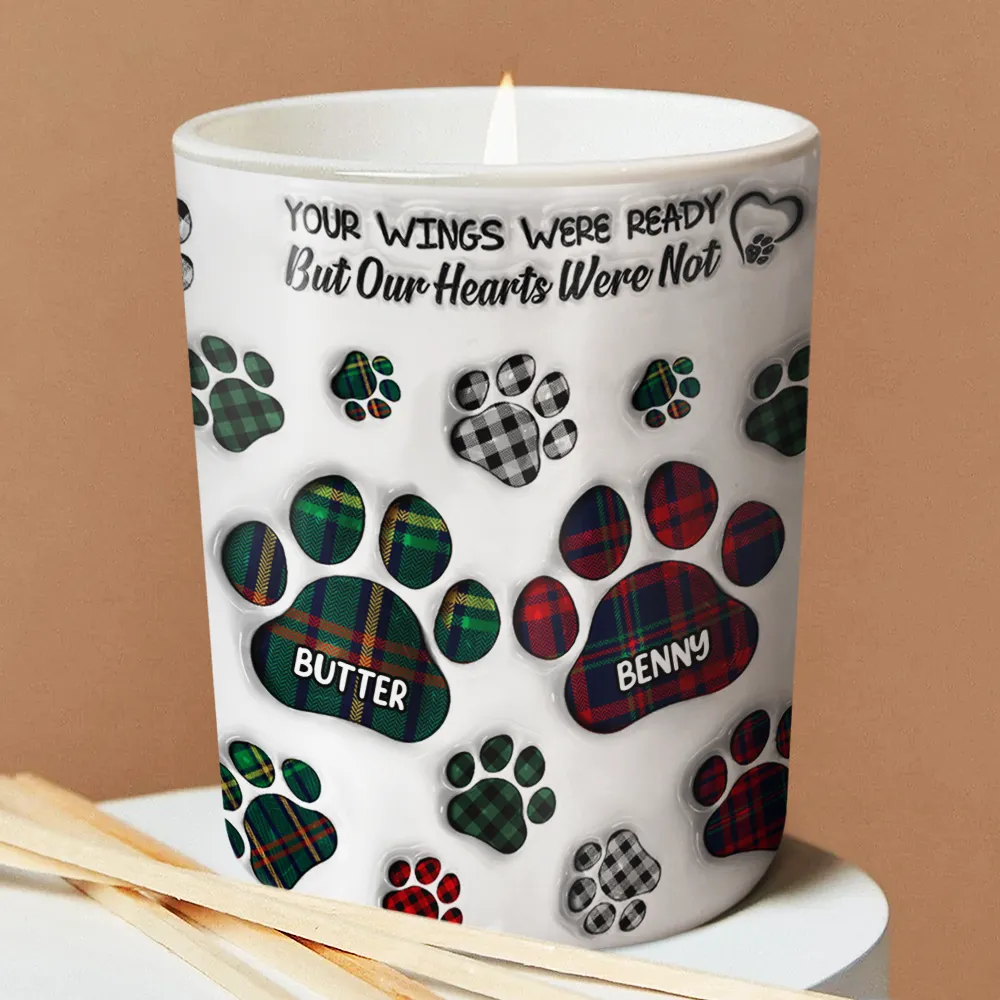 Memorial Dog Cat You Left Paw Prints On My Heart - 3D Inflated Effect Printed Candle, Personalized Scented Candle With Wooden Lid - Image 3