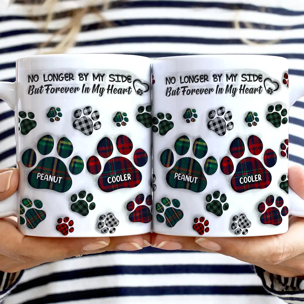 Memorial Dog Cat You Left Paw Prints On My Heart - 3D Inflated Effect Printed Mug, Personalized White Edge-to-Edge Mug - Image 2