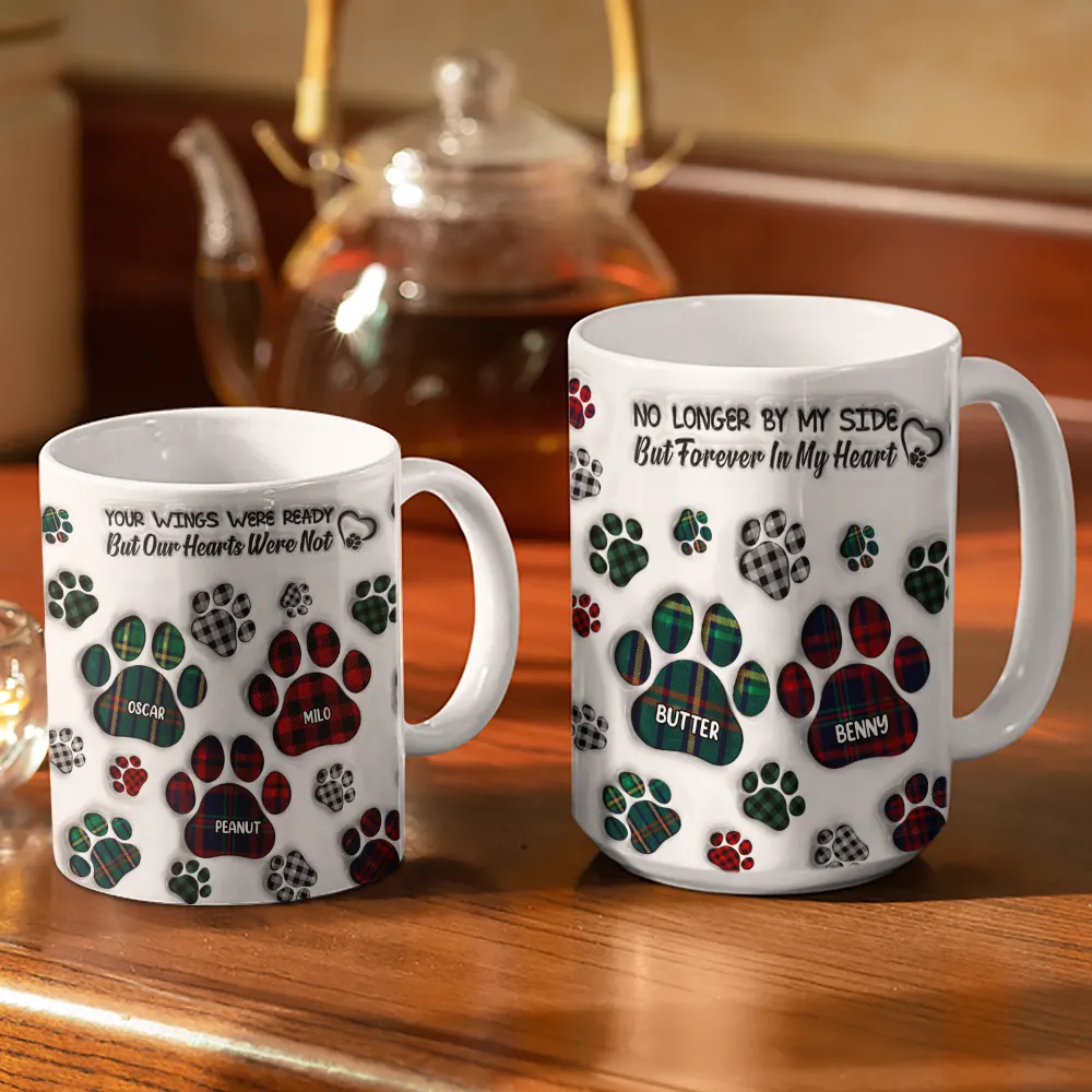 Memorial Dog Cat You Left Paw Prints On My Heart - 3D Inflated Effect Printed Mug, Personalized White Edge-to-Edge Mug - Image 3