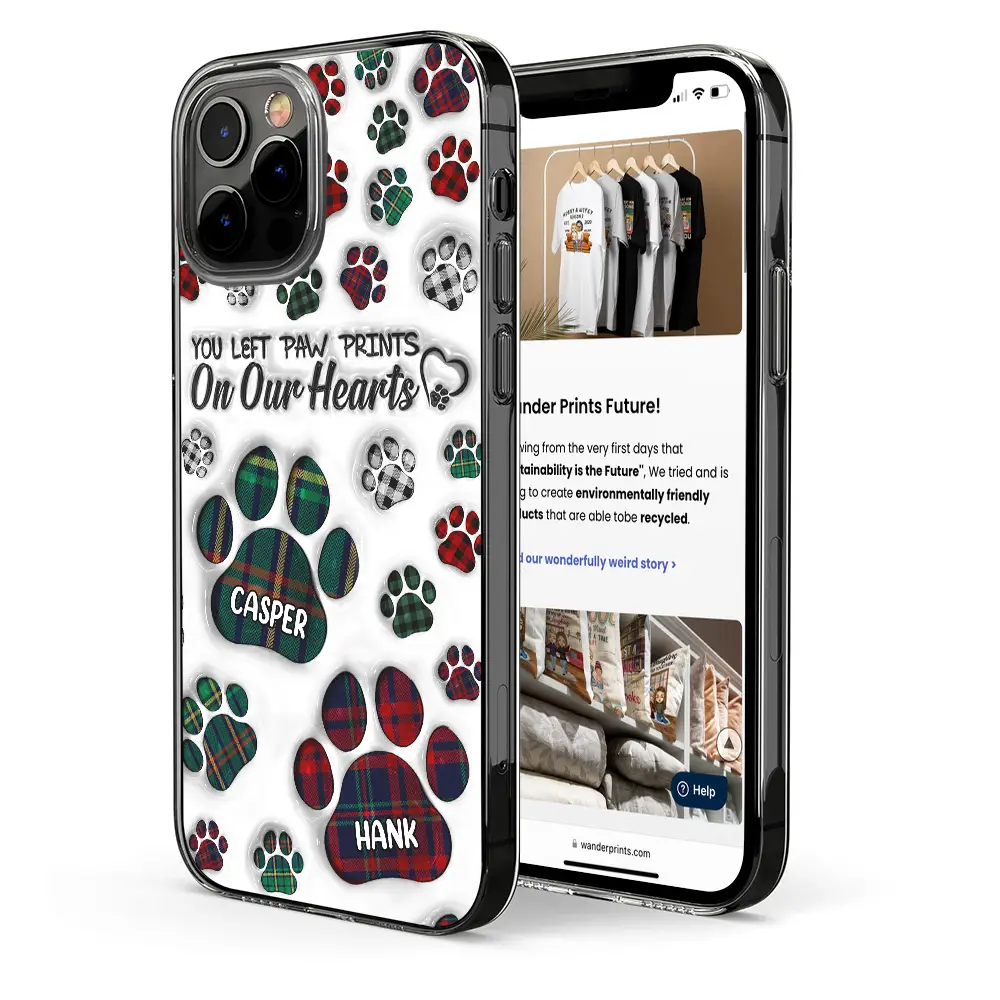 Memorial Dog Cat You Left Paw Prints On My Heart - 3D Inflated Effect Printed, Personalized Clear Phone Case - Image 2
