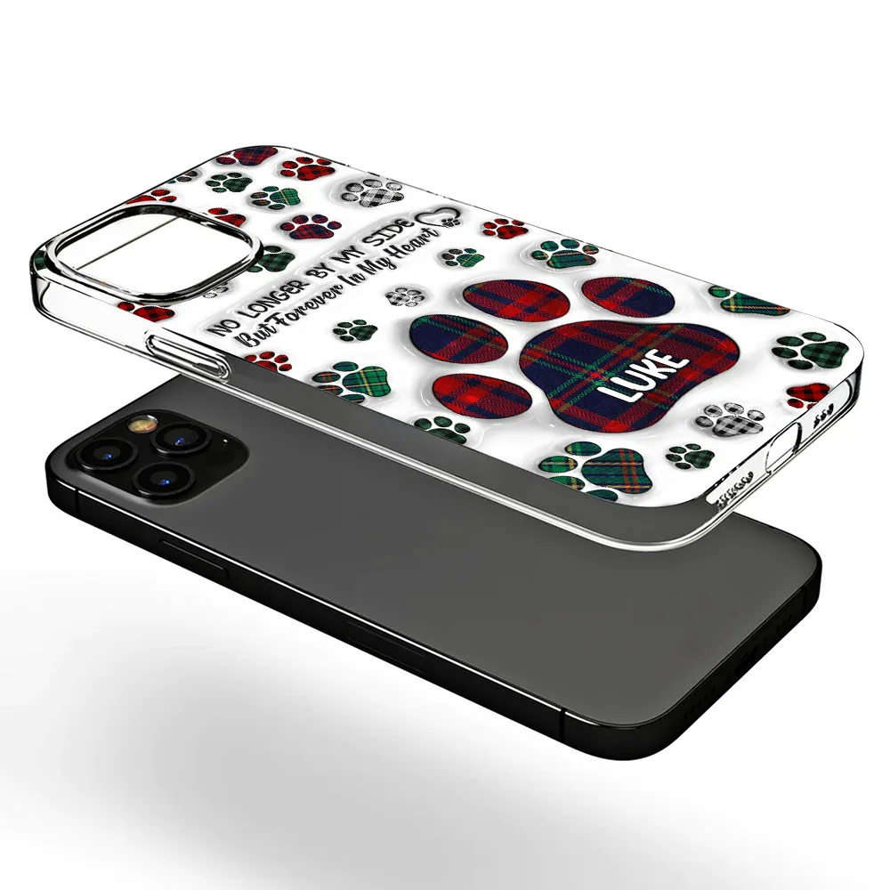 Memorial Dog Cat You Left Paw Prints On My Heart - 3D Inflated Effect Printed, Personalized Clear Phone Case - Image 3